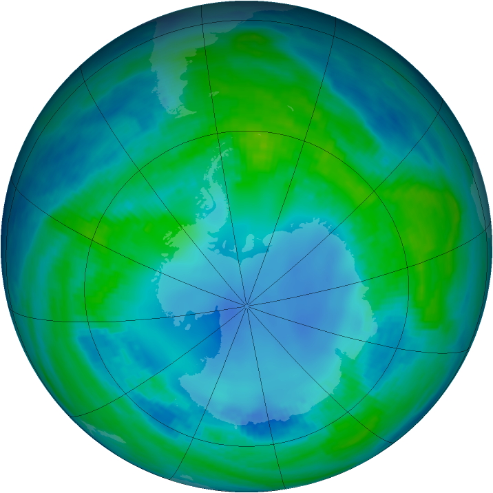 Antarctic ozone map for 30 April 1985
